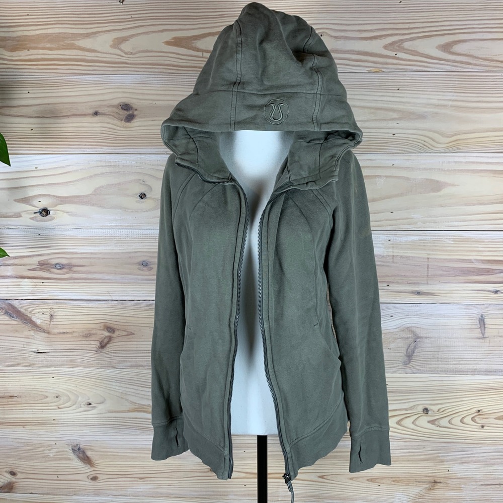 Lululemon Scuba Full Zip Hoodie Women Med/Large Green Athletic Fleece Jacket